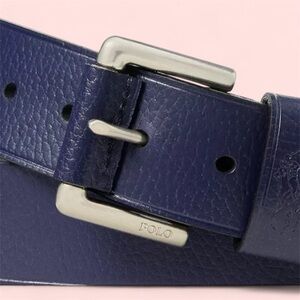 Polo Ralph Lauren Blue Leather Belt with silver buckle.